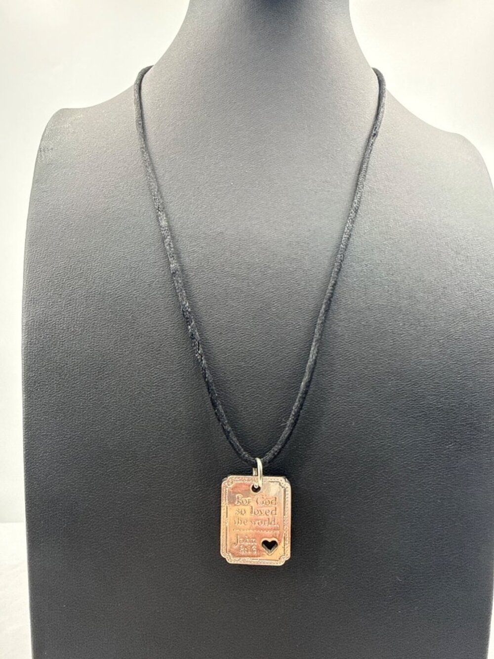 Silver Tone John 3:16 Scripture Dog Tag Necklace Pendant Charm